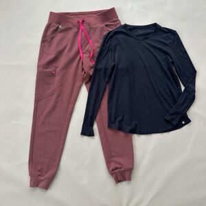 Figs Women's Black and Mauve Set